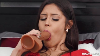 Catalina Ossa is dildoing her pussy and Jmac is jerking on her