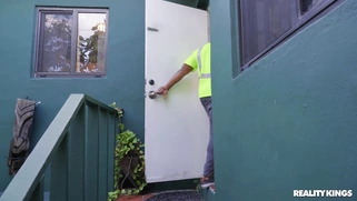 Busty Tori Montana is sucking Mazee The Goat's big cock