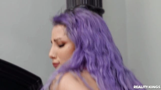 Long haired Val Steel shakes her ass on the stiff dick