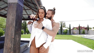 Nolina Nyx gets her big natural tits oiled by Xander Corvus