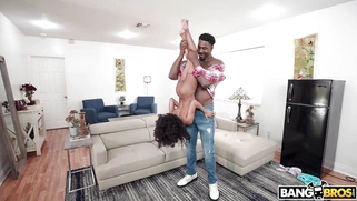 Mini Stallion is sucking the enormous black dick