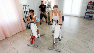 Xander Corvus is jerking on Dee Williams and Ember Snow