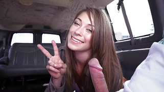 Kirsten Lee sucking stranger's dick in the Bang Bus