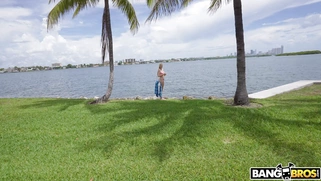 Kay Lovely is getting picked up outdoors