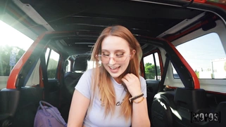 Laney Grey flashes her sexy legs and ass outdoors