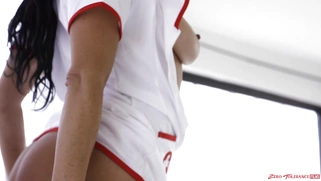 Mona Azar is posing in sexy nurse unifrom