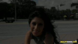 Young mexican teen Angel Del Ray giving interview outdoor