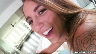 Round ass Layla London rides enormous cock cowgirl style