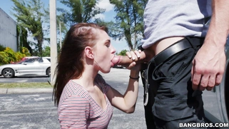Alice Andrea started sucking him off in the parking lot