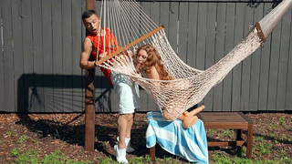 Redhead Aria Kai is sucking Johnny Love's cock