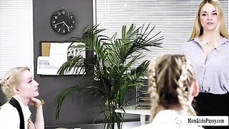 Teacher stepmom licks her two stepdaughters