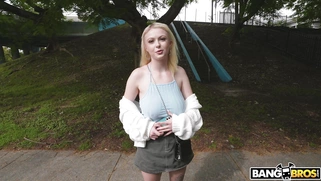 Carrie Sage gets picked up outdoors