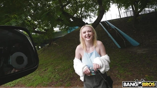 Carrie Sage gets picked up outdoors