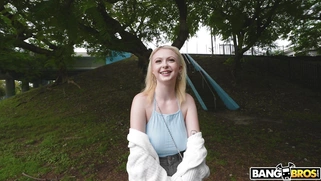 Carrie Sage gets picked up outdoors