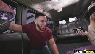 Bigtit Carrie Sage is sucking the cock in the BangBus