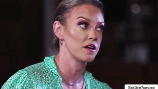 Busty milf lets stepteen taste her clit