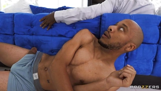 Maddy May is sucking Dwayne Foxxx's huge black shaft