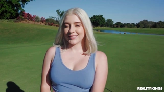 Golf player Gia OhMy flashes her tits and ass outdoors