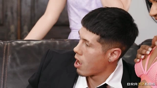 Ebony Breyana Moore is sucking Jmac's big white dick