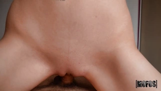 FoxyElf rides the hard rod with her shaved pussy in POV