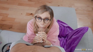 Kali Roses in glasses orally serves big black cock in POV