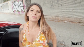 MILF Lily Veroni is sucking cock outdoors