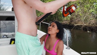 Latina Ryder Rey is sucking dick outdoors