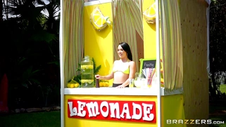 Kristina Rose gets ass fingered while serving customers some lemonade