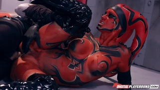 Bif titted Kleio Valentien in sexy black boots gets banged