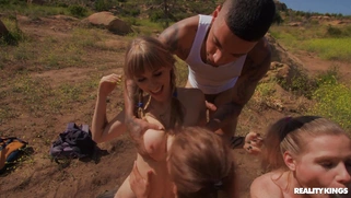 Angel Youngs, Nikki Sweet and Jesse Pony suck cocks outdoors