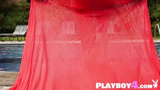 Beautiful teen with perfect big tits Megan Blake posing in hot lingerie