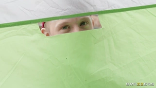 Lesbians Avery Black and Zoey Sinn have fun in the tent