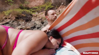 Jadynn Stone is sucking Alex Legend's cock outdoors