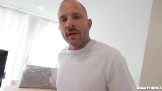 Harley Haze in glasses is sucking Scott Nails' cock