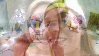 Sydney Cole does a a drool-gushing deepthroat blowjob