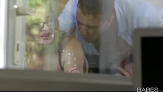 Eva Berger in stockings and high heels gets fucked standing