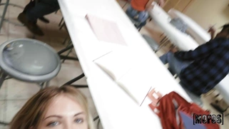 Emma Bugg gut cum on her tongue after blowjob