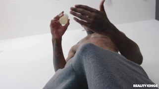 Alexis Fawx is sucking Damion Dayski's gargantuan black cock