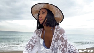 Alika Penagos is sucking thick cock on the beach