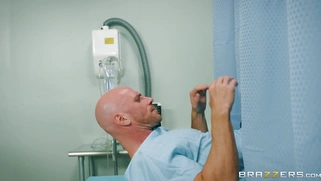 Cock hungry nurse Valentina Nappi sucks, strokes and titfucks his rod