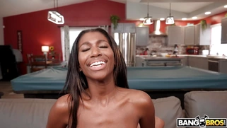 Tina Star rides black dick with her shaved pussy