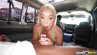 Mimi Monet is sucking black cock and licking balls