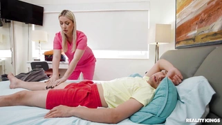 Sydney Paige strokes Johnny Love's cock