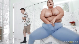 Leila Lewis pleasures herself and Juan Loco spies and jerks on her