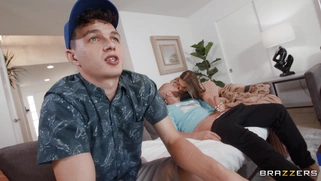 Kenzie Love in glasses gives blowjob to Xander Corvus