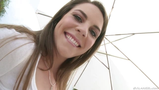 Seductive girl Ally Tate strips to her scanty underwear