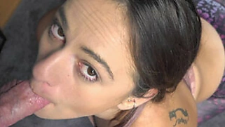 Brunette slut Mallory Monroe is sucking some dick