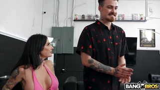 Joanna Angel is sucking Logan Xander next to his [censored] GF