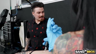 Joanna Angel is sucking Logan Xander next to his [censored] GF