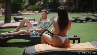 Luna Star is sucking giant cock poolside